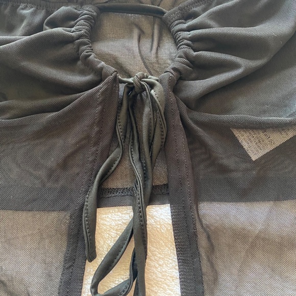 SHEIN Drawstring LaceTop, black, size L (US 8/10), NWT - Picture 3 of 7